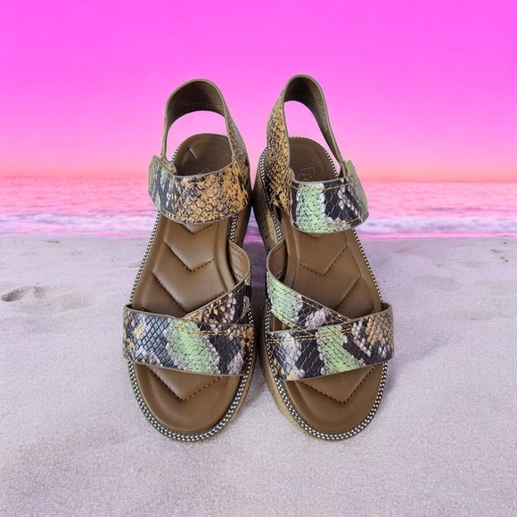 Franco Sarto Woman's size 6M faux Snake print. Velcro closure strap. See more... - Picture 6 of 10